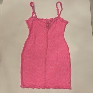 SKIMS Neon Pink Lace Chemise Slip